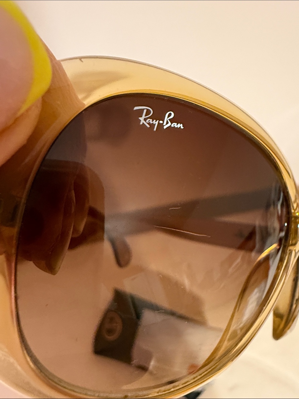 Ray-Ban Women's Beige Frame Sunglasses with Brown Gradient Lenses - Picture 7 of 7